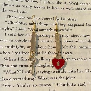 Drop Key & Padlock Heart Dangle Light Gold-Tone Earring Set